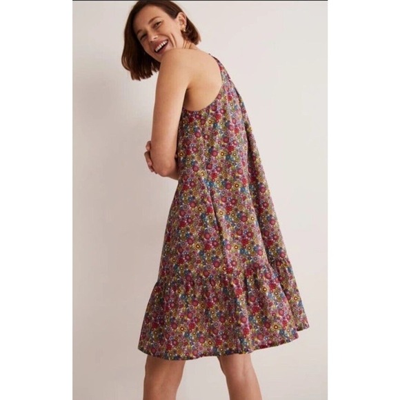 Boden Ingrid Floral Tiered Halter Dress Multi Bloom Garden Size 4 R Belted NWT - Picture 5 of 12
